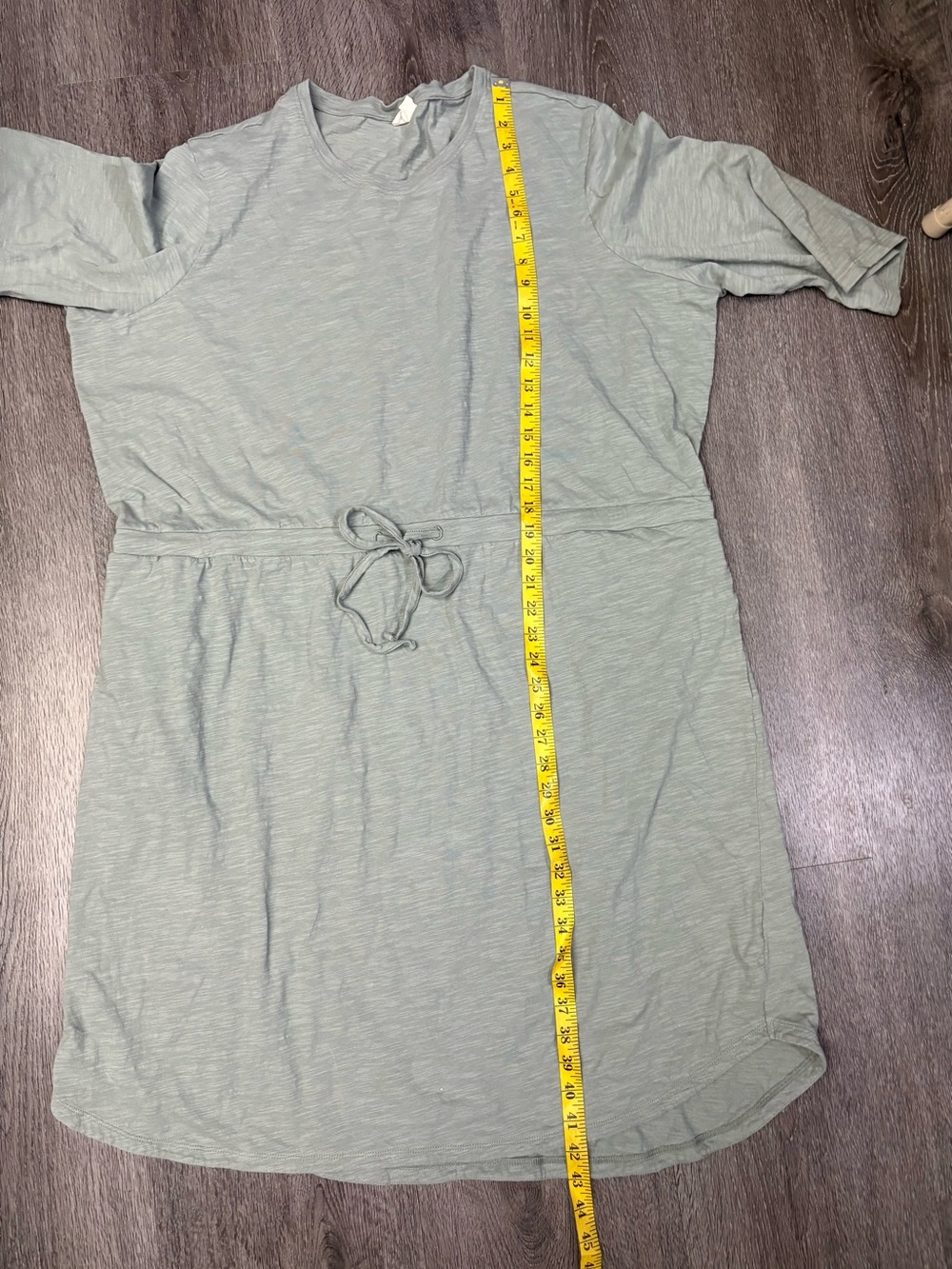 Pact XXXL Shadow (green) MIDI Dress Relaxed Slub Tie Waist 3/4 Sleeve Pockets - Picture 11 of 12